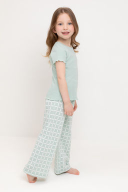 К 1636/голубая дымка,морская клетка пижама для дев