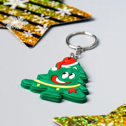 Цена за 12 шт. Брелок для ключей на кольце Новый год, резина, 5?4.5 см, МИКС