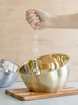 Дуршлаг 22x15x8, 3 л светло-золотистый нержавеющая сталь