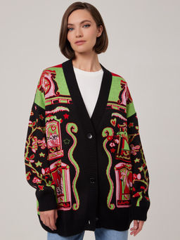 Кардиган женский 1231154008 black/multicolor - Eleganzza фото 2