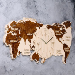 Часы настенные интерьерные «Материк», серия: Карты мира, дискретный ход, 80×40 см, от батарейки 1хАА