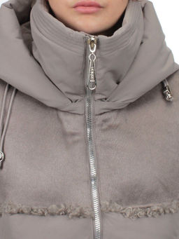 23-636 GRAY/BEIGE Пальто зимнее женское (холлоффайбер 150 гр., искусственная дубленка) - Fashion фото 4