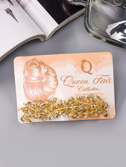 Цена за 2 шт. Заколка - автомат для волос «Престиж», листики, 8.5 см, золото