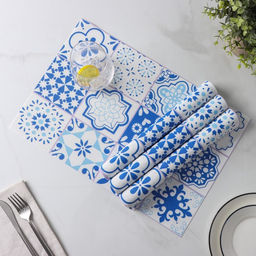 Салфетки сервировочные на стол Доляна «Мозаика», 4 шт., 45×30 см, синие