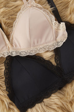 Trendyolmilla Siyah-Ten 2li Paket Micro Balensiz Kapl? Dantel Detayl? Ucgen Orme Sutyen THMSS25SU00016  фото 8