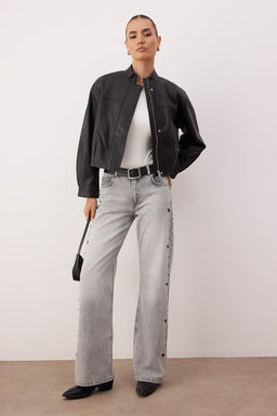 Gri Normal Bel Wide Leg Jeans TWOAW26JE00262
