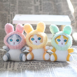 Мягкая игрушка Котик, в костюме зайки, на брелоке, 11 см, цвет МИКС