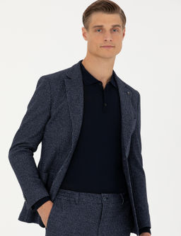 Lacivert Ex.Slim Fit Y_n Ka_mir Kar___ml_ _izgili Ceket