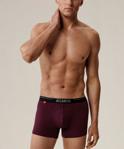 ATLANTIC 3MH-011 Трусы шорты Solid - набор (3 шт.) темно-фиолетовый + черный + темный хаки  фото 2