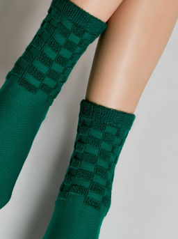 Цена за 2 пары. Носки Теплые CONTE COMFORT Махровые носки из хлопка с объемными рисунками зеленый - Conte elegant фото 5