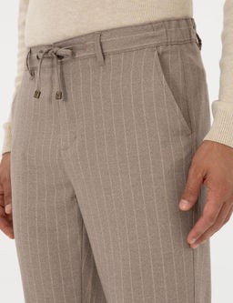 Bej _izgili Carrot Fit Beli Lastikli Kordonlu Kanvas Pantolon - Pierre cardin фото 5