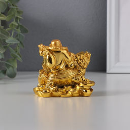 Нэцкэ фигурка «Хотей на драконочерепахе», 7.5×7.5 см, под золото