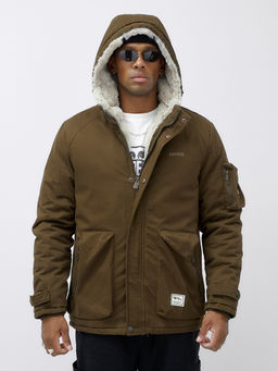 Куртка молодежная мужская зимняя с мехом темно-коричневого цвета 2611TK - Mtforce фото 7