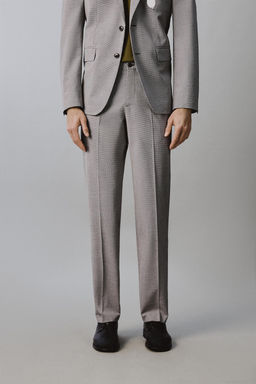PANTAL?N REGULAR FIT TRAJE PATA DE GALLO / Negro / Blanco - Zara фото 2