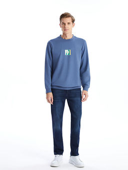 Bisiklet Yaka Uzun Kollu Nak??l? Erkek Sweatshirt