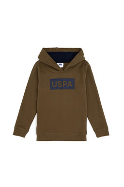 Erkek _ocuk Haki Kap__onlu Sweatshirt