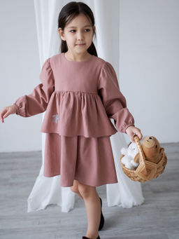 Платье хлопковое сухая роза, розовый - Lesi kids фото 2