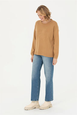 Женский свитер песочного цвета с круглым вырезом - U.s. polo assn фото 12