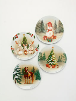 Посуда новогодняя Новый Год, набор 4 предмета: тарелка