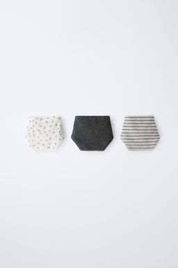 8-14 A?OS/ PACK TRES BRAGUITAS RAYAS Y FLORES / Blanco / Gris