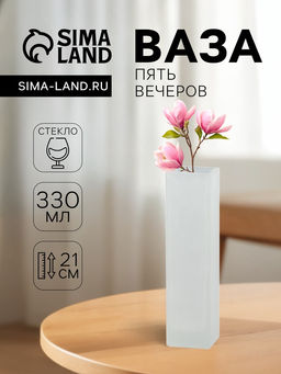 Ваза Пять вечеров, 330 мл, прямая, 21?5.5?5.5 см, стекло, белая матовая