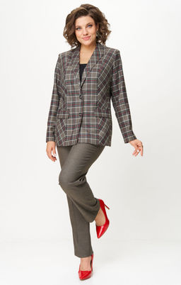 Костюм БелЭльСтиль 412/609 клетка красно-коричневая фото 2