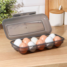 Контейнер для хранения яиц IDEA, 10 ячеек, 26.5×11.5×7 см, пластик, МИКС