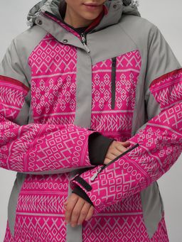 Горнолыжный костюм женский большого размера розового цвета 02272-1R