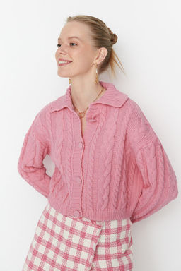 Pembe Crop Polo Yaka Triko H?rka TWOAW22HI0448