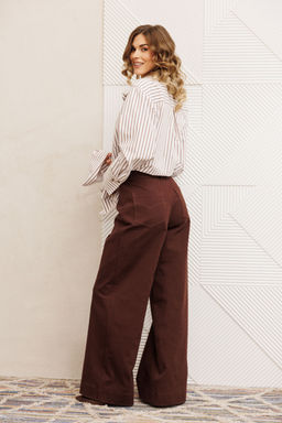 Костюм Gizart 5443 бело коричневый, шоколад джинс  фото 6