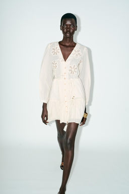 EMBROIDERED TEXTURED DRESS