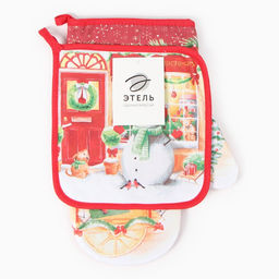 Набор Кухонный Радости, варежка-прихватка 20х28см, прихватка 19х19см, 100%хл - Этель фото 5