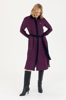 Kad_n Lacivert Dokuma Elbise