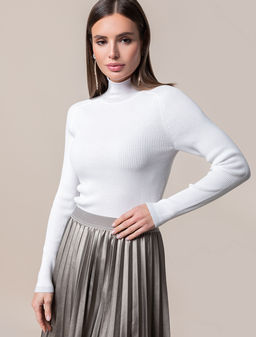 VILATTE / Свитер из вискозы в рубчик с мягким люрексом  фото 7