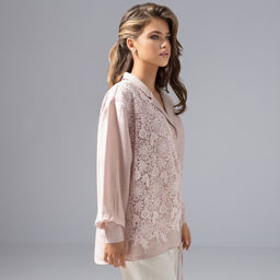 Рубашка комбинированный с кружевом, Нежный вздох