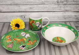 Набор Домашние животные 3пред (тарелка 19см, миска 18см, кружка 240мл) в под. уп. арт. MFK04005 /МФК/