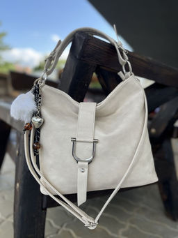 Женская сумка хобо из эко кожи 007 Бежевый