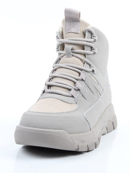 04-WB011-2M GRAY Кроссовки зимние женские (натуральная кожа, 100% шерсть)