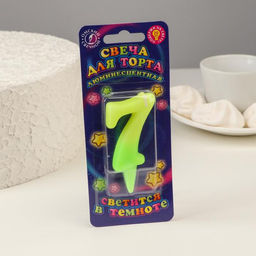 Цена за 2 шт. Свеча для торта цифра «Люминесцентная», 5.5 см, цифра 7