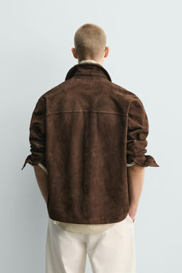 SOBRECAMISA PIEL ANTE BOLSILLOS / Marr?n - Zara фото 3