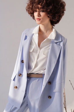 Брюки со стрелками голубые в полоску - Martichelli фото 9