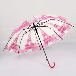 Зонт - трость полуавтоматический «Париж», 8 спиц, R=46/55 см, d=92 см, рисунок МИКС