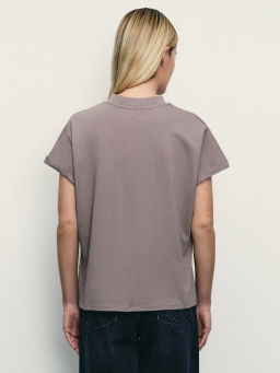 Футболка со спущенным плечом из хлопка / Zarina  фото 5