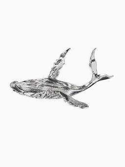 Брошь «Кит» морской, цвет серебро