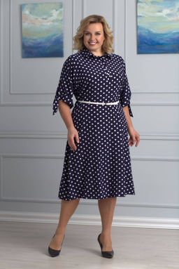 Платье ANELLI 670 темно-синий/горох