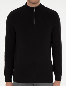 Siyah Slim Fit Fermuarl_ Dik Yaka Kazak - Pierre cardin фото 6