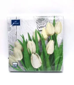 Ф235 Салфетки Art Bouquet 33*33, 3-х сл, 20шт. "Белые тюльпаны" /12
