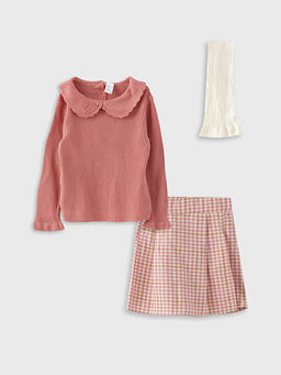 Bebe Yaka Uzun Kollu Ekose Desenli K?z Bebek 3l? ?ort