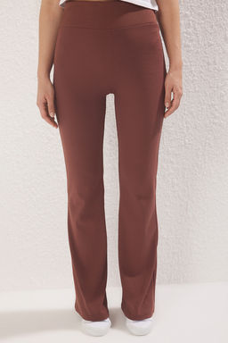 TRENDYOLMILLA Siyah Wide Leg/Ispanyol Paca Yuksek Bel Interlok Esnek Orme Pantolon TWOAW25PL00006 фото 33