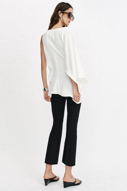 BLUSA T?NICA ASIM?TRICA PERLAS / Blanco roto - Zara фото 4